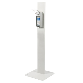 disinfection stand JUAN with arm lever suitable for 500 ml Euro bottles white 450 mm x 450 mm H 1400 mm product photo