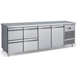 refrigerated table PG 239 2S2P with 2 wing doors | 4 drawers | 2390 mm x 700 mm H 850 mm product photo