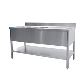 kitchen sink table | 2 basins | draining surface details on the right L 1200 mm x 700 mm H 850 mm product photo