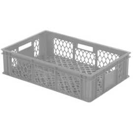 bakery crate BK130 perforated | grey | 600 mm x 400 mm H 130 mm product photo