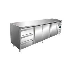 Refrigerated counter with 3 doors and 1x 3 drawer set, model KYLJA 4130 TN product photo