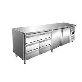 Refrigerated counter with 2 doors and 2 x 3 drawer sets, model KYLJA 4150 TN product photo