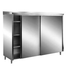 Stainless steel storage cabinet with sliding doors AISI 430, sloping roof, 1400x600 mm product photo