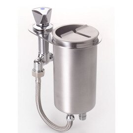 knife stripping vessel 24W with lid 18/10 with mains water connection | 120 mm x 185 mm H 330 mm with Floor rubber | Overflow pipe product photo