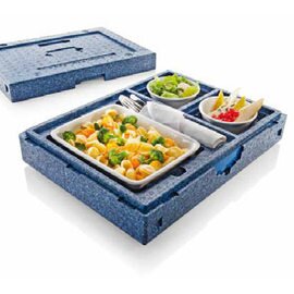 thermal container Dinner Champion II black | cutlery compartment  | 430 mm  x 325 mm  H 115 mm product photo