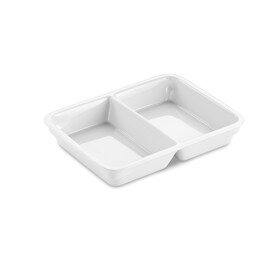 meal tray PREMIUM 850 ml porcelain white  L 235 mm  B 175 mm  H 40 mm 2 compartments product photo
