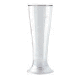 White beer beaker, 0.3 l, with filling line, made of PC, brilliant, frosted foot, Ø 77 mm, height 205 mm, unbreakable, stackable, dishwasher safe product photo