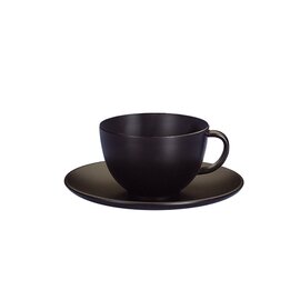Cappuccino cup and saucer, material: melamine resin, color: black, dimensions cup: Ø 100 mm, height 65 mm, saucer: Ø 105 mm, volume: 300 ml product photo