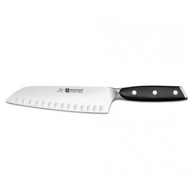 santoku XLINE straight blade hollow grind blade  | riveted | black | blade length 17 cm product photo