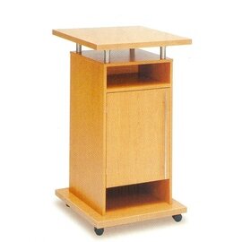 Standing table with a storage compartment with door and inserts, mahogany, 4 double castors Ø 50 mm product photo