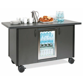 service trolley metal black 1600 mm  x 740 mm  H 900 mm with air circulation fridge with 2 wing doors product photo