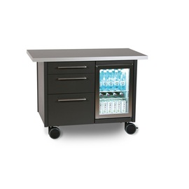 service trolley metal black 1250 mm  x 740 mm  H 900 mm with air circulation fridge with 3 drawers product photo