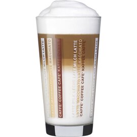 latte macchiato glass Sestriere 37 cl transparent with relief with lettering product photo