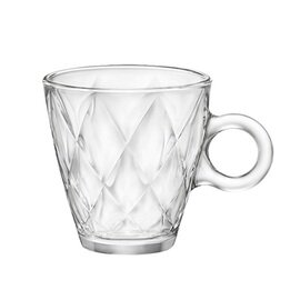 cappuccino cup KALEIDO 220 ml tempered glass with relief with saucer  H 81 mm product photo