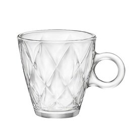 tea cup KALEIDO 32 cl tempered glass with relief with saucer  H 95 mm product photo