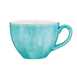 cup 230 ml with saucer AURA AQUA Rita porcelain with decor green blue veined product photo