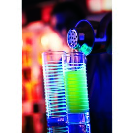 Clearance | longdrink glass FH22 Blacklight Tubo, 22 cl, Ø 53 mm, h 152 mm, 235 g, with phosphorizing silicon band, reacting to black light product photo  S