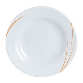 CLEARANCE | plate TORONTO PASSION | tempered glass white orange | line decor  Ø 240 mm product photo