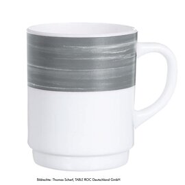 coffee mug BRUSH GREY 25 cl tempered glass broad coloured rim product photo