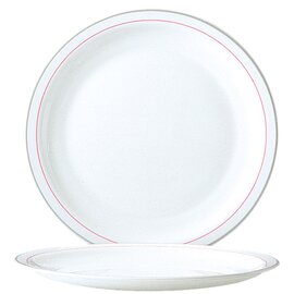 Clearance | plate HOTELIERE VALERIE CHERRY | tempered glass white grey red | two rim lines  Ø 235 mm product photo