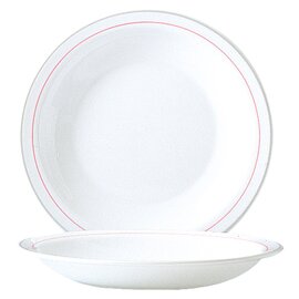 plate HOTELIERE VALERIE CHERRY | tempered glass white grey red | two rim lines  Ø 225 mm product photo