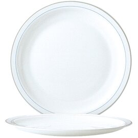 plate HOTELIERE VALERIE BLUE JEAN | tempered glass blue white grey | two rim lines  Ø 258 mm product photo