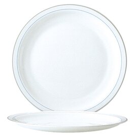 plate HOTELIERE VALERIE BLUE JEAN | tempered glass blue white grey | two rim lines  Ø 155 mm product photo