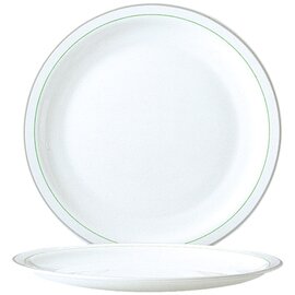 plate HOTELIERE VALERIE GREEN | tempered glass green white grey | two rim lines  Ø 258 mm product photo