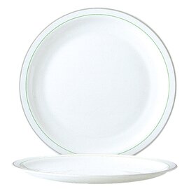 plate HOTELIERE VALERIE GREEN | tempered glass green white grey | two rim lines  Ø 155 mm product photo