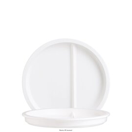 dining plate | tempered glass white  Ø 230 mm | 2 compartments product photo