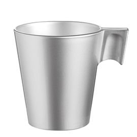 hot beverage mug FLASHY COLORS Longo Mokamia 220 ml tempered glass silver coloured with handle product photo