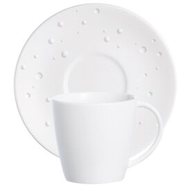cup WATER PEARL with handle 120 ml porcelain cream white with relief with saucer product photo