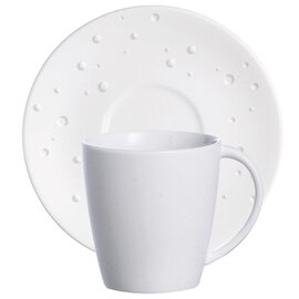 cup WATER PEARL with handle 80 ml porcelain cream white with relief with saucer product photo