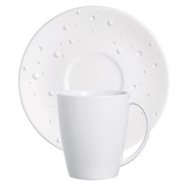 mug WATER PEARL with handle 200 ml porcelain cream white with relief with saucer  H 77 mm product photo