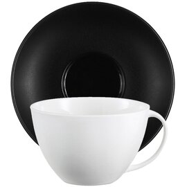 cup OLEA with handle 450 ml porcelain black cream white with saucer  H 75 mm product photo