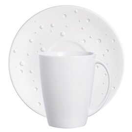 mug WATER PEARL with handle 350 ml porcelain cream white with relief with saucer product photo