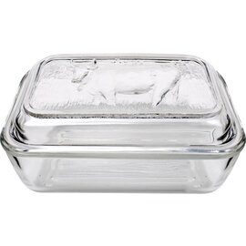 butter dish cow glass transparent with lid  L 170 mm  B 105 mm product photo