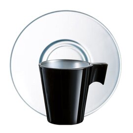 hot beverage mug Longo Black 220 ml tempered glass black with handle with saucer product photo