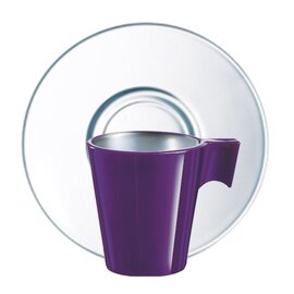 hot beverage mug Longo Purple 220 ml tempered glass purple with handle with saucer product photo