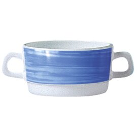 soup cup RESTAURANT BRUSH BLUE 320 ml tempered glass broad coloured lip  Ø 105 mm  H 54 mm product photo