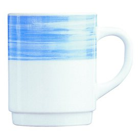 coffee mug BRUSH BLUE 25 cl tempered glass broad coloured rim product photo