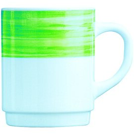 coffee mug BRUSH GREEN 25 cl tempered glass broad coloured rim product photo