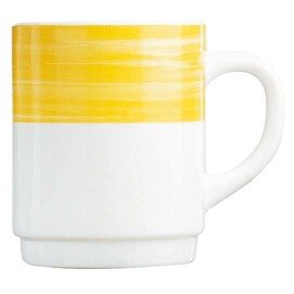 coffee mug BRUSH YELLOW 25 cl tempered glass broad coloured rim product photo