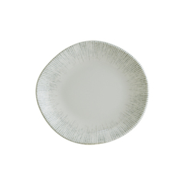 plate flat ENVISIO IRIS Vago porcelain white | blue rim grooves oval asymmetrical | 150 mm x 137 mm product photo