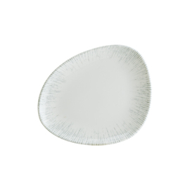 plate flat ENVISIO IRIS Vago porcelain white | blue rim grooves oval asymmetrical | 190 mm x 153 mm product photo