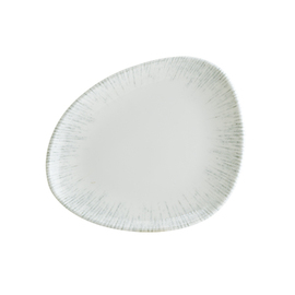 plate flat ENVISIO IRIS Vago porcelain white | blue rim grooves oval asymmetrical | 240 mm x 198 mm product photo