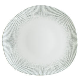 plate flat ENVISIO IRIS Vago porcelain white | blue rim grooves oval asymmetrical | 290 mm x 270 mm product photo