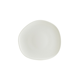 plate flat ENVISIO IRIS WHITE Vago porcelain white rim grooves oval asymmetrical | 150 mm x 95 mm product photo