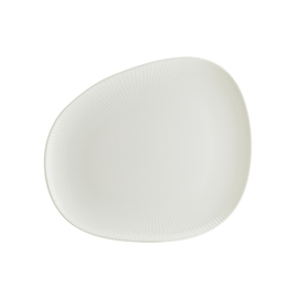 plate flat ENVISIO IRIS WHITE Vago porcelain white rim grooves oval asymmetrical | 240 mm x 198 mm product photo