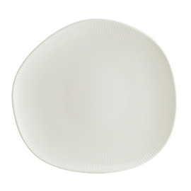 plate flat ENVISIO IRIS WHITE Vago porcelain white rim grooves oval asymmetrical | 290 mm x 270 mm product photo